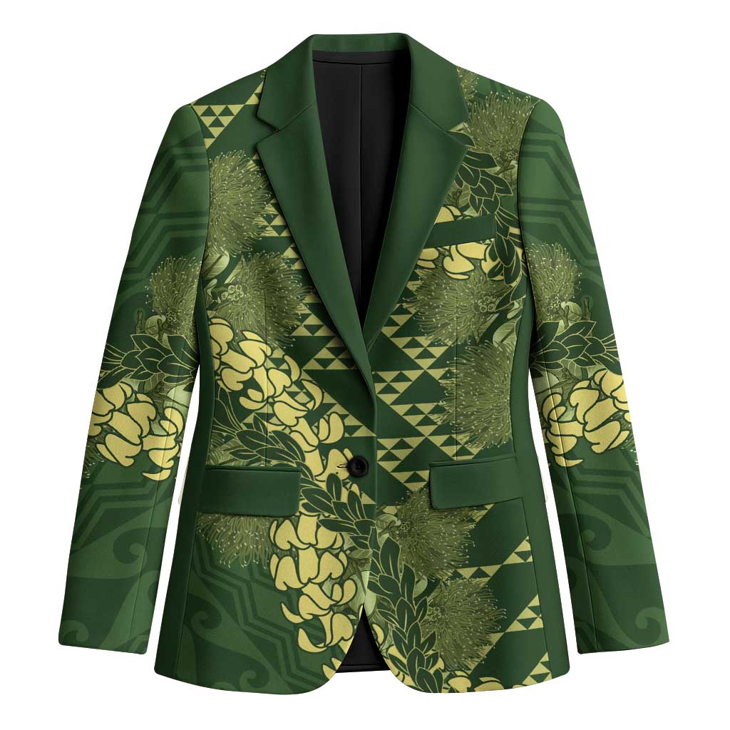Green Aloha Hawaii Blazer Hawaiian Kakau Ohia Lehua Lei LT14 Unisex Green - Polynesian Pride