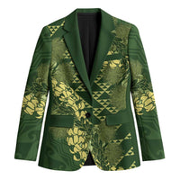 Green Aloha Hawaii Blazer Hawaiian Kakau Ohia Lehua Lei LT14 Unisex Green - Polynesian Pride