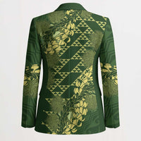 Green Aloha Hawaii Blazer Hawaiian Kakau Ohia Lehua Lei LT14 - Polynesian Pride