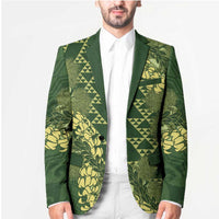 Green Aloha Hawaii Blazer Hawaiian Kakau Ohia Lehua Lei LT14 - Polynesian Pride