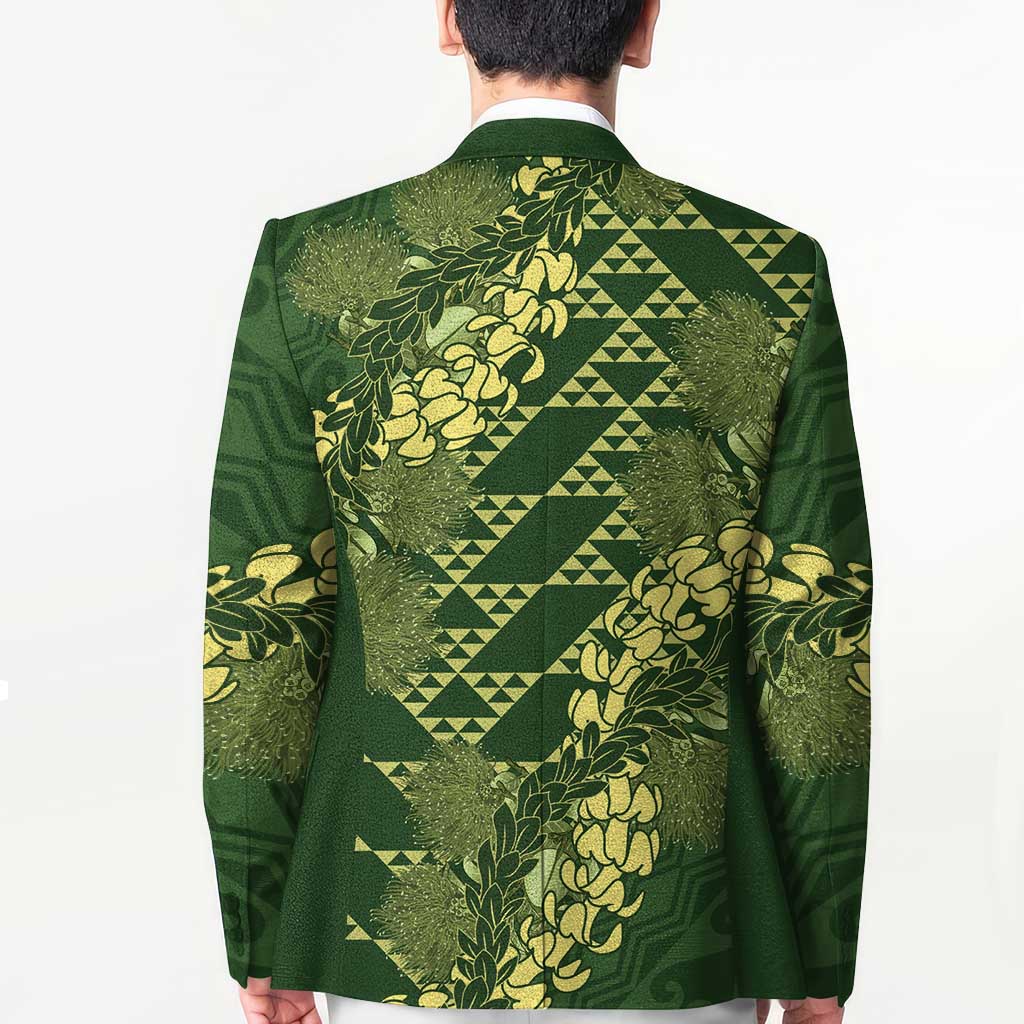 Green Aloha Hawaii Blazer Hawaiian Kakau Ohia Lehua Lei LT14 - Polynesian Pride