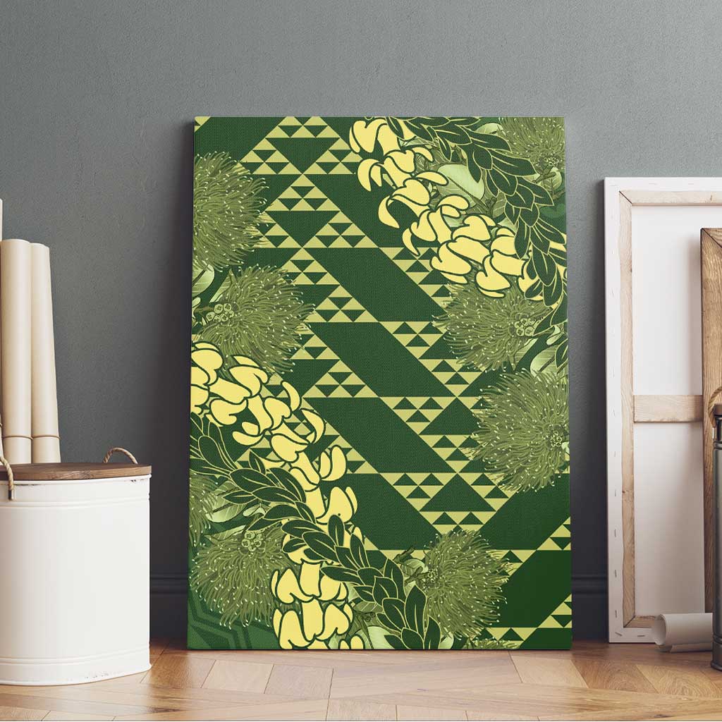 Green Aloha Hawaii Canvas Wall Art Hawaiian Kakau Ohia Lehua Lei - Polynesian Pride