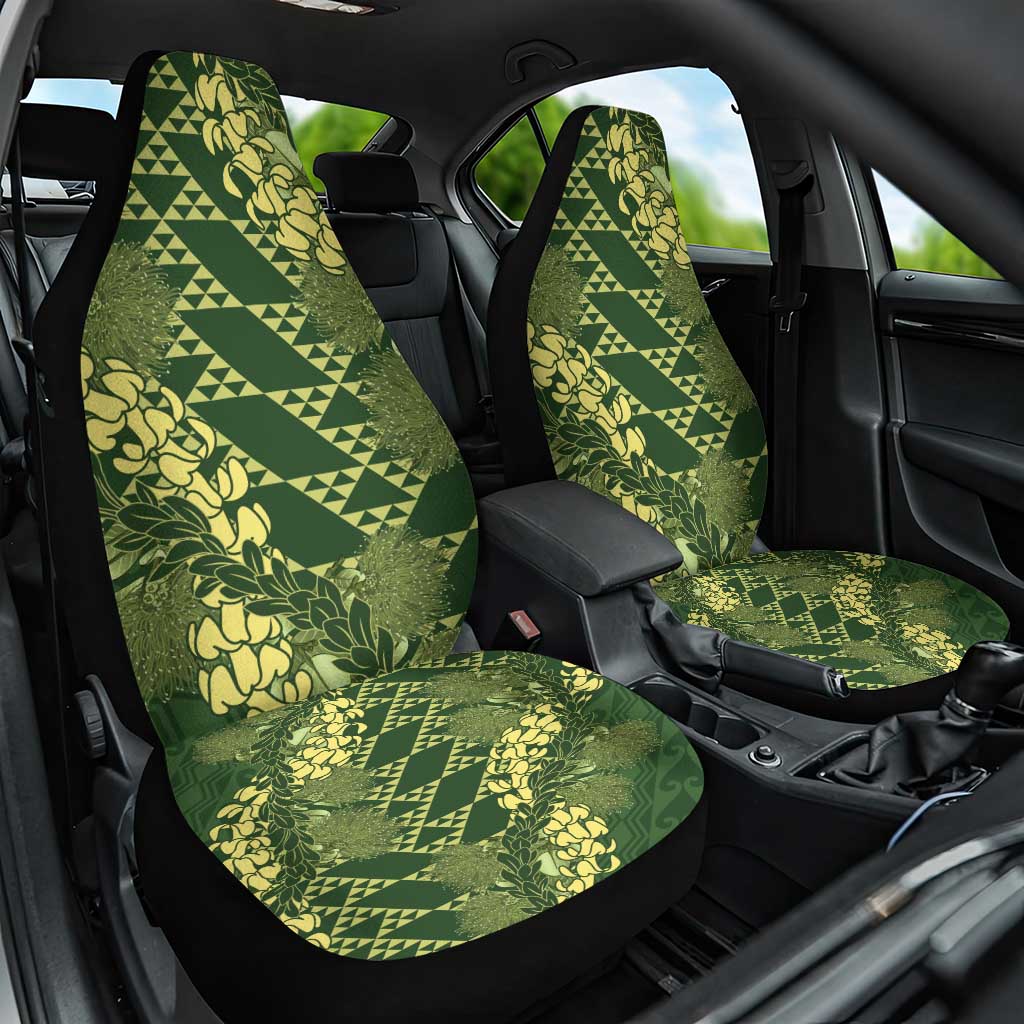Green Aloha Hawaii Car Seat Cover Hawaiian Kakau Ohia Lehua Lei - Polynesian Pride