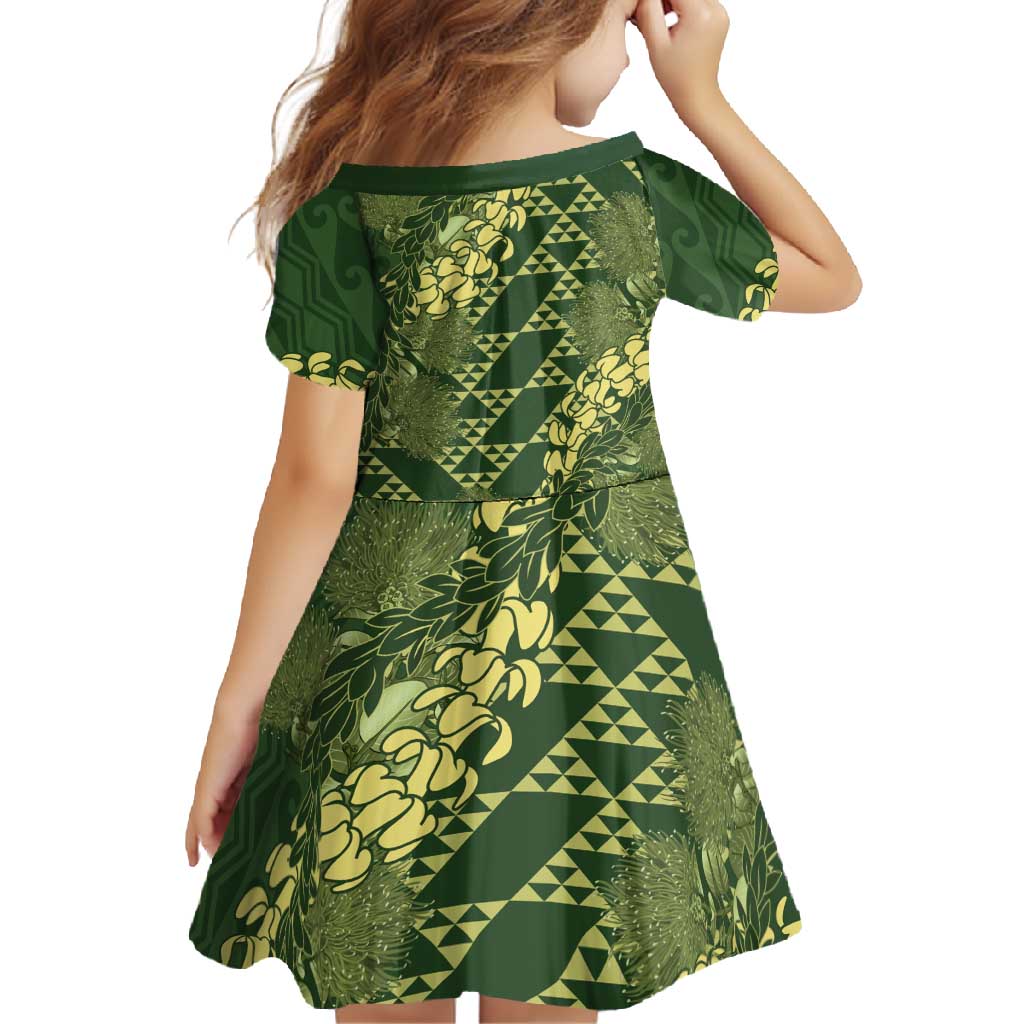 Green Aloha Hawaii Family Matching Summer Maxi Dress and Hawaiian Shirt Hawaiian Kakau Ohia Lehua Lei - Polynesian Pride