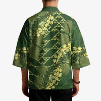 Green Aloha Hawaii Kimono Hawaiian Kakau Ohia Lehua Lei - Polynesian Pride