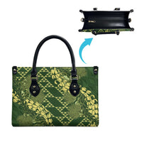 Green Aloha Hawaii Leather Bag Hawaiian Kakau Ohia Lehua Lei - Polynesian Pride