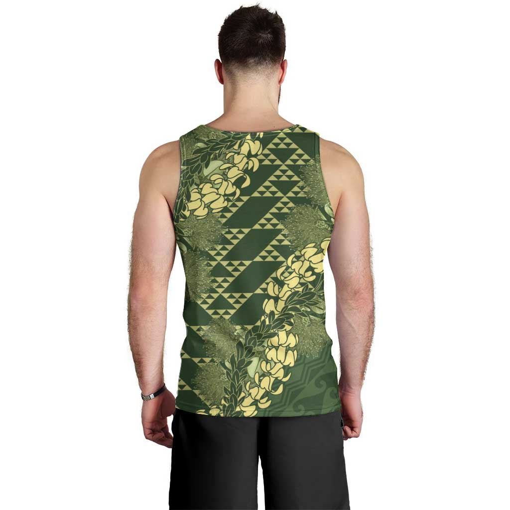 Green Aloha Hawaii Men Tank Top Hawaiian Kakau Ohia Lehua Lei - Polynesian Pride