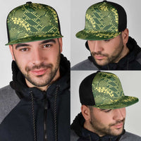 Green Aloha Hawaii Mesh Trucker Cap Hawaiian Kakau Ohia Lehua Lei - Polynesian Pride
