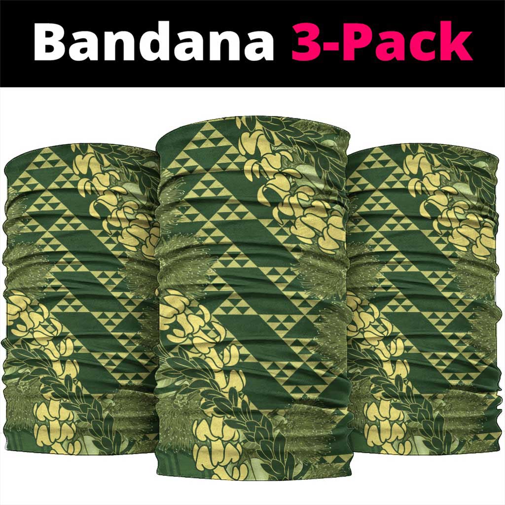 Green Aloha Hawaii Neck Gaiter Hawaiian Kakau Ohia Lehua Lei LT14