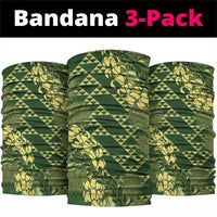 Green Aloha Hawaii Neck Gaiter Hawaiian Kakau Ohia Lehua Lei LT14