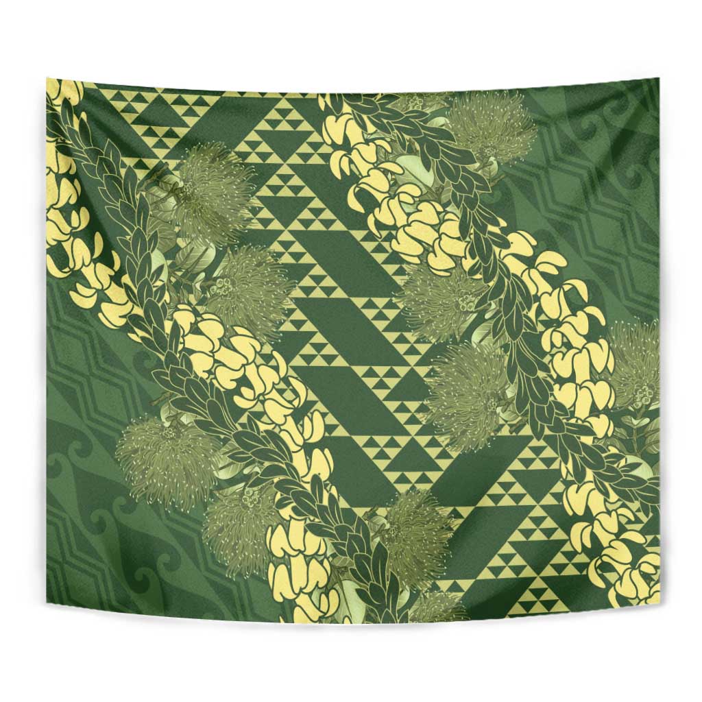 Green Aloha Hawaii Tapestry Hawaiian Kakau Ohia Lehua Lei - Polynesian Pride