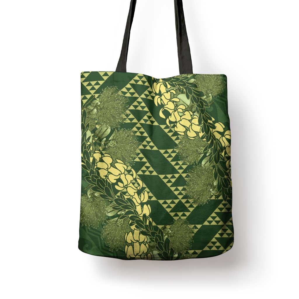 Green Aloha Hawaii Tote Bag Hawaiian Kakau Ohia Lehua Lei - Polynesian Pride