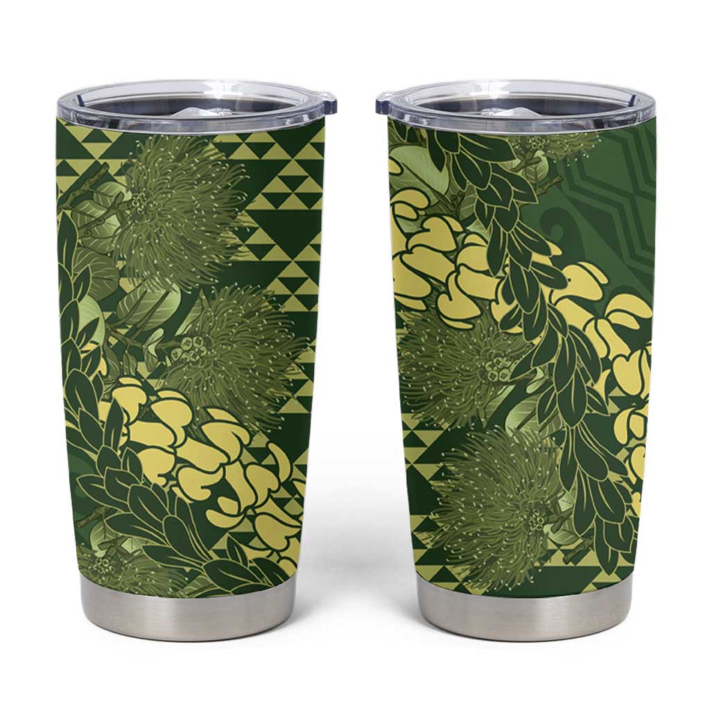 Green Aloha Hawaii Tumbler Cup Hawaiian Kakau Ohia Lehua Lei - Polynesian Pride