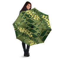 Green Aloha Hawaii Umbrella Hawaiian Kakau Ohia Lehua Lei - Polynesian Pride