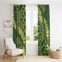 Green Aloha Hawaii Window Curtain Hawaiian Kakau Ohia Lehua Lei - Polynesian Pride