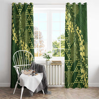 Green Aloha Hawaii Window Curtain Hawaiian Kakau Ohia Lehua Lei - Polynesian Pride