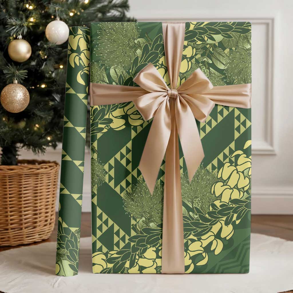 Green Aloha Hawaii Wrapping Paper Hawaiian Kakau Ohia Lehua Lei - Polynesian Pride