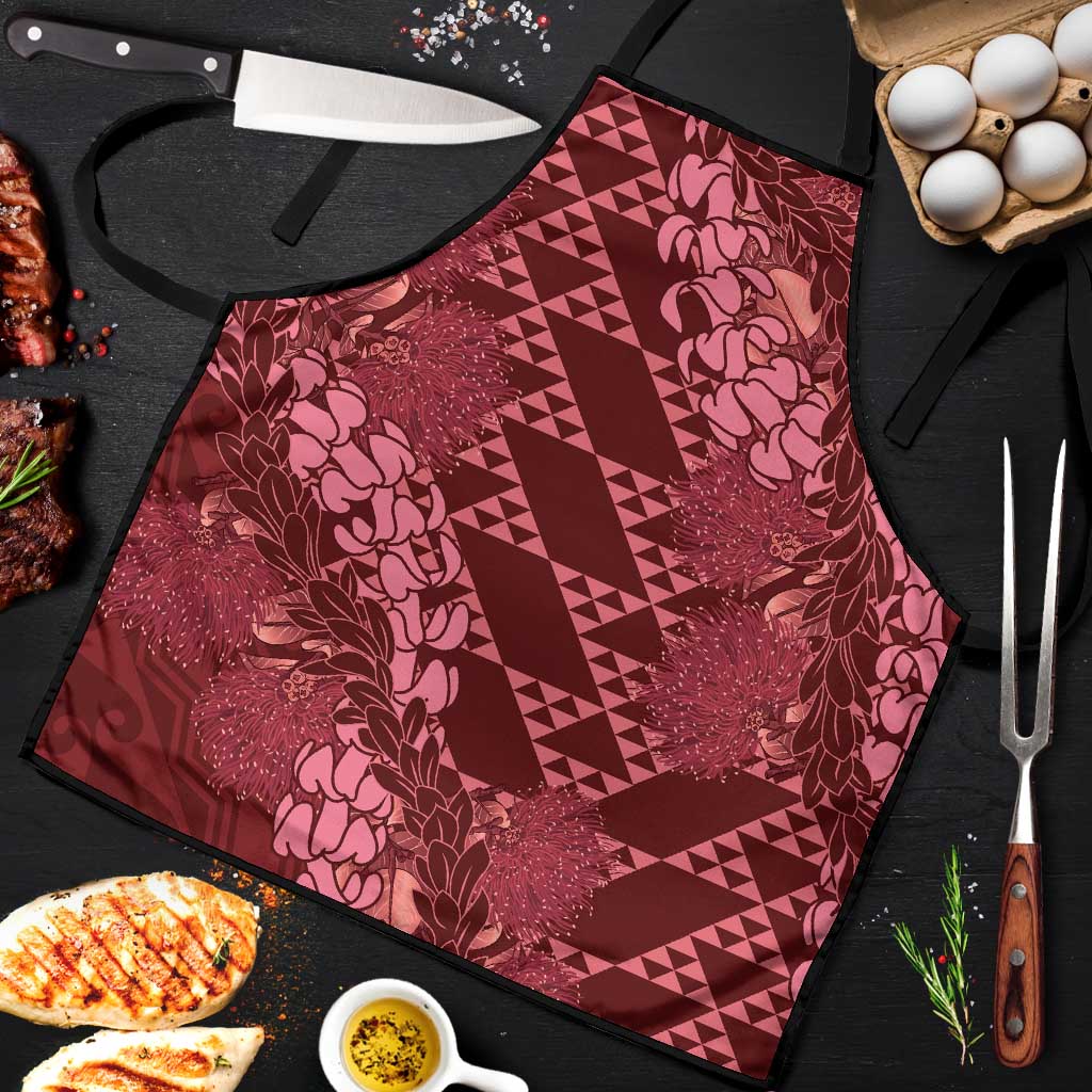Maroon Aloha Hawaii Apron Hawaiian Kakau Ohia Lehua Lei - Polynesian Pride