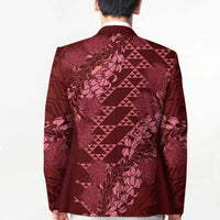 Maroon Aloha Hawaii Blazer Hawaiian Kakau Ohia Lehua Lei LT14 - Polynesian Pride