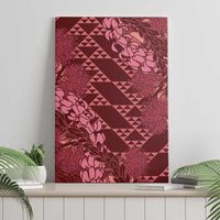 Maroon Aloha Hawaii Canvas Wall Art Hawaiian Kakau Ohia Lehua Lei - Polynesian Pride