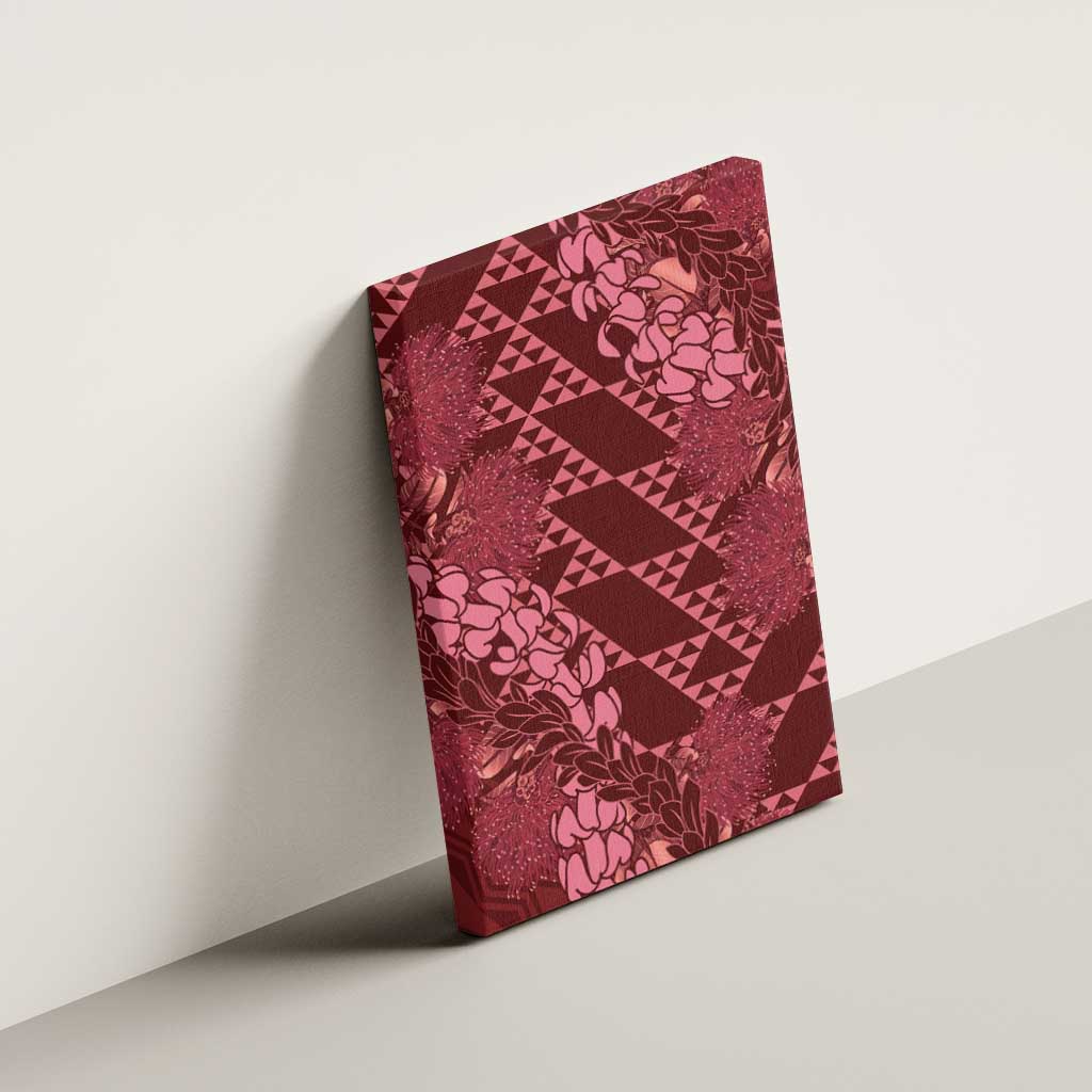Maroon Aloha Hawaii Canvas Wall Art Hawaiian Kakau Ohia Lehua Lei - Polynesian Pride