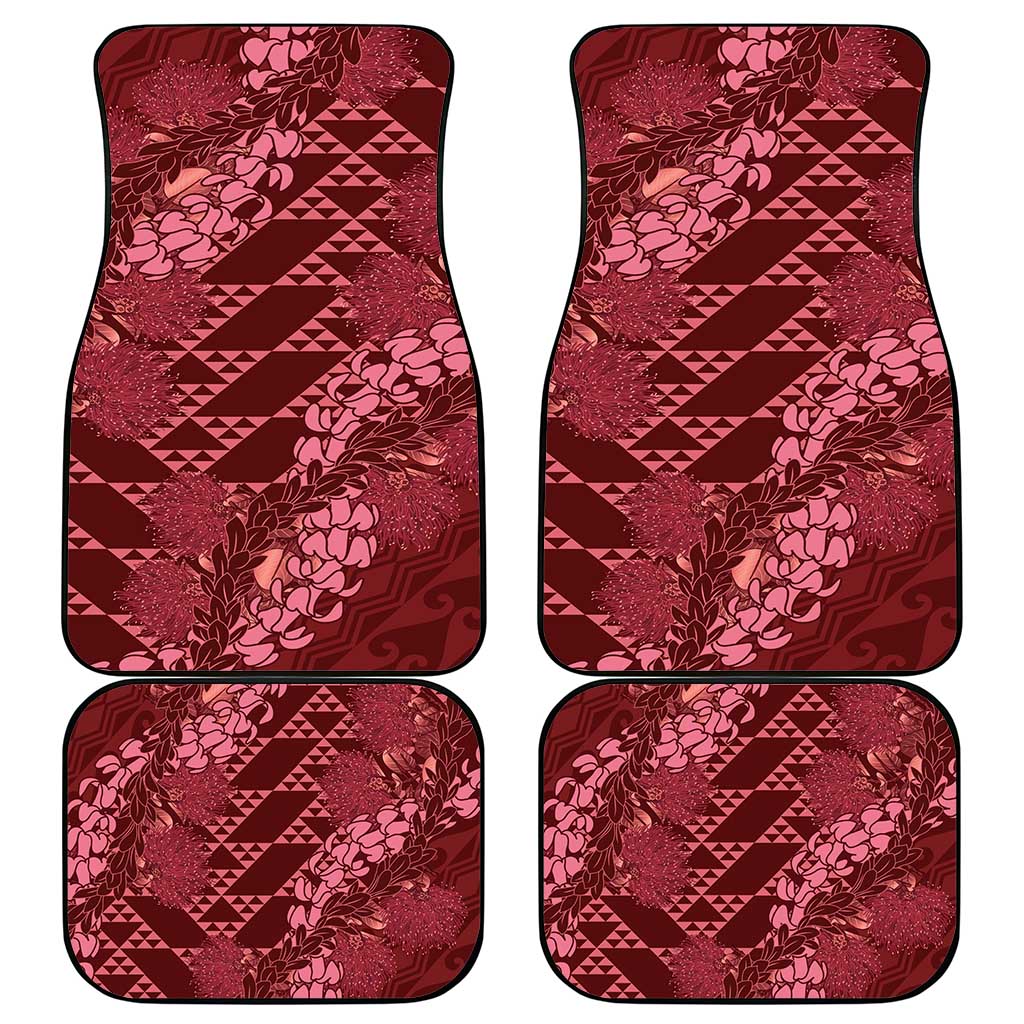 Maroon Aloha Hawaii Car Mats Hawaiian Kakau Ohia Lehua Lei - Polynesian Pride