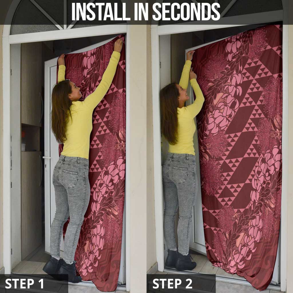 Maroon Aloha Hawaii Door Cover Hawaiian Kakau Ohia Lehua Lei - Polynesian Pride