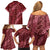Maroon Aloha Hawaii Family Matching Off Shoulder Short Dress and Hawaiian Shirt Hawaiian Kakau Ohia Lehua Lei - Polynesian Pride