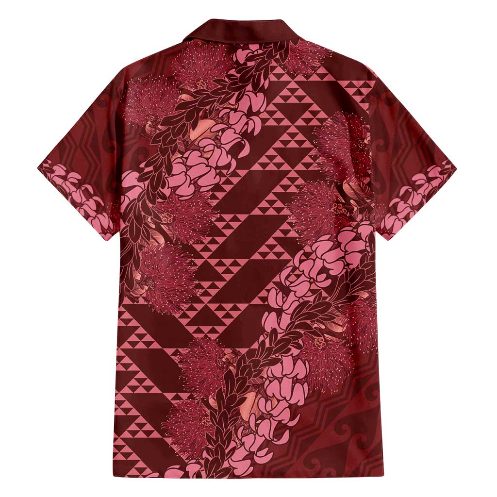 Maroon Aloha Hawaii Family Matching Off Shoulder Short Dress and Hawaiian Shirt Hawaiian Kakau Ohia Lehua Lei - Polynesian Pride
