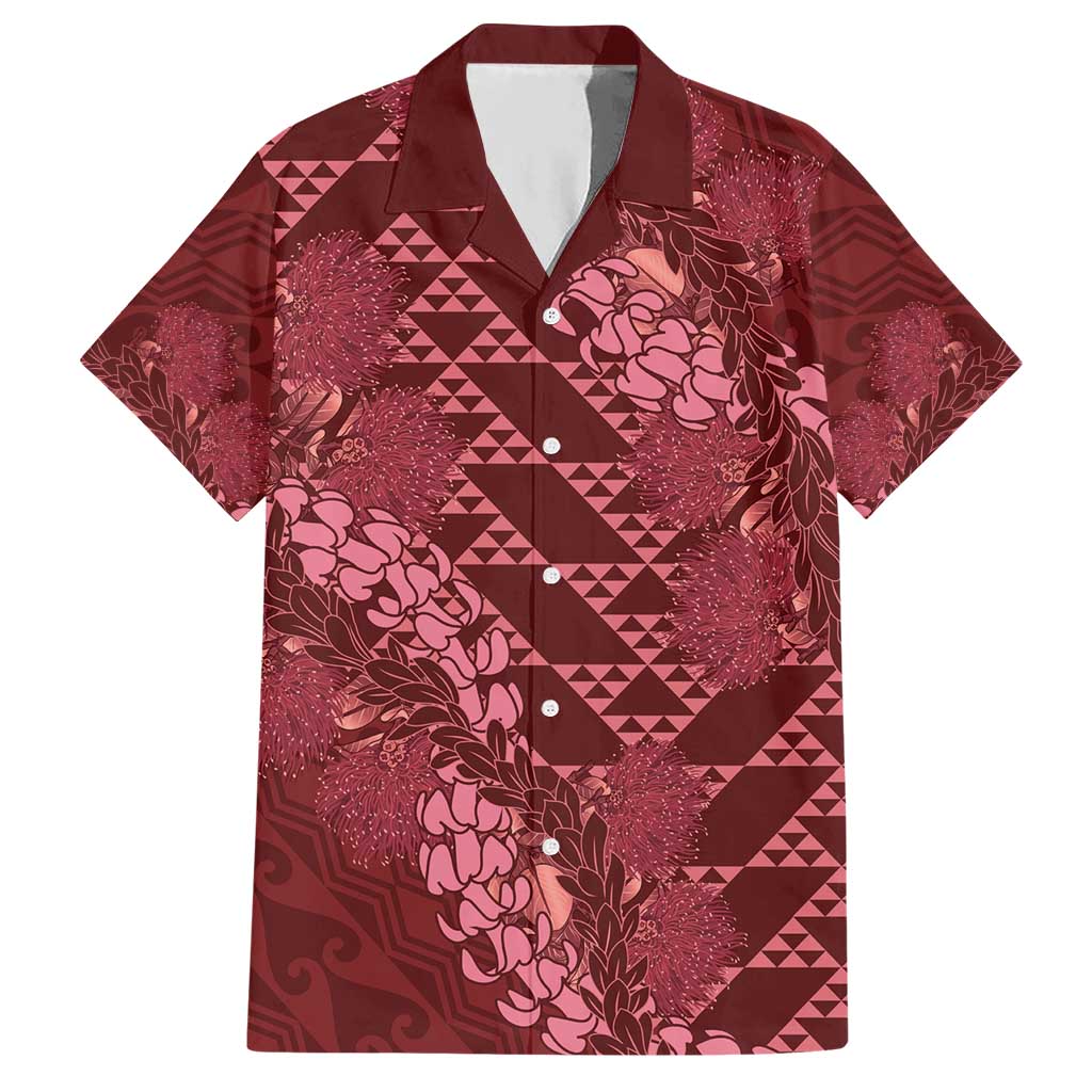 Maroon Aloha Hawaii Hawaiian Shirt Hawaiian Kakau Ohia Lehua Lei - Polynesian Pride