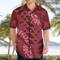 Maroon Aloha Hawaii Hawaiian Shirt Hawaiian Kakau Ohia Lehua Lei - Polynesian Pride