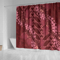 Maroon Aloha Hawaii Shower Curtain Hawaiian Kakau Ohia Lehua Lei - Polynesian Pride