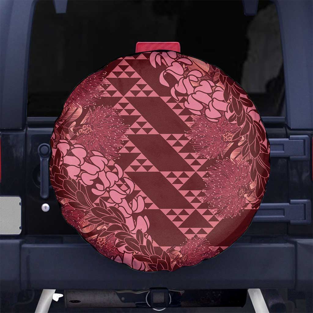 Maroon Aloha Hawaii Spare Tire Cover Hawaiian Kakau Ohia Lehua Lei - Polynesian Pride