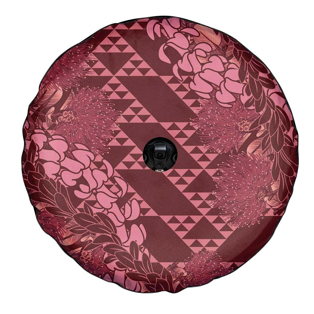Maroon Aloha Hawaii Spare Tire Cover Hawaiian Kakau Ohia Lehua Lei - Polynesian Pride