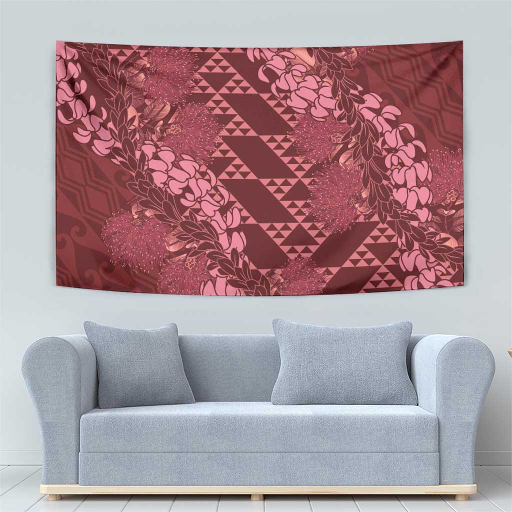 Maroon Aloha Hawaii Tapestry Hawaiian Kakau Ohia Lehua Lei - Polynesian Pride