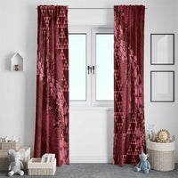 Maroon Aloha Hawaii Window Curtain Hawaiian Kakau Ohia Lehua Lei - Polynesian Pride