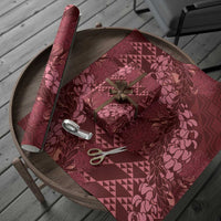 Maroon Aloha Hawaii Wrapping Paper Hawaiian Kakau Ohia Lehua Lei - Polynesian Pride