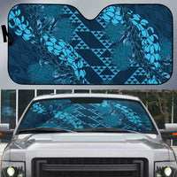 Naval Night Aloha Hawaii Auto Sun Shade Hawaiian Kakau Ohia Lehua Lei - Polynesian Pride