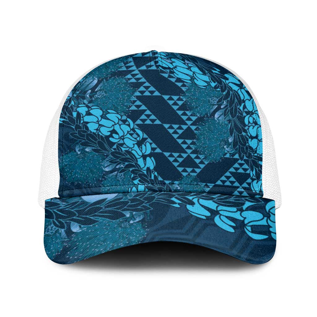 Naval Night Aloha Hawaii Baseball Net Cap Hawaiian Kakau Ohia Lehua Lei - Polynesian Pride