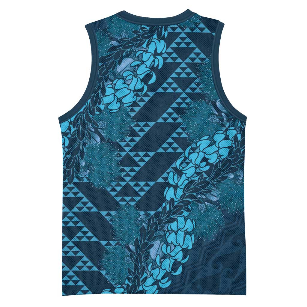 Naval Night Aloha Hawaii Basketball Jersey Hawaiian Kakau Ohia Lehua Lei - Polynesian Pride