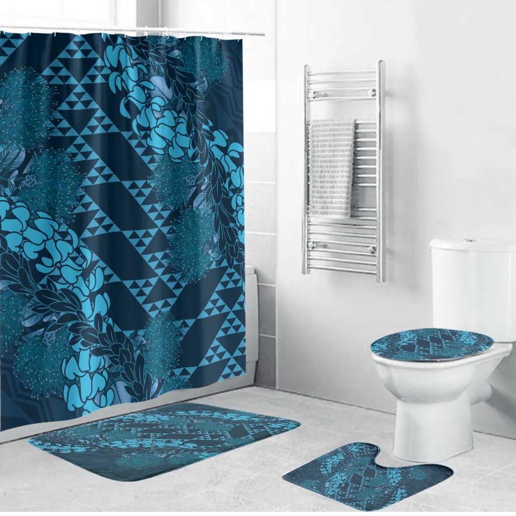 Naval Night Aloha Hawaii Bathroom Set Hawaiian Kakau Ohia Lehua Lei - Polynesian Pride
