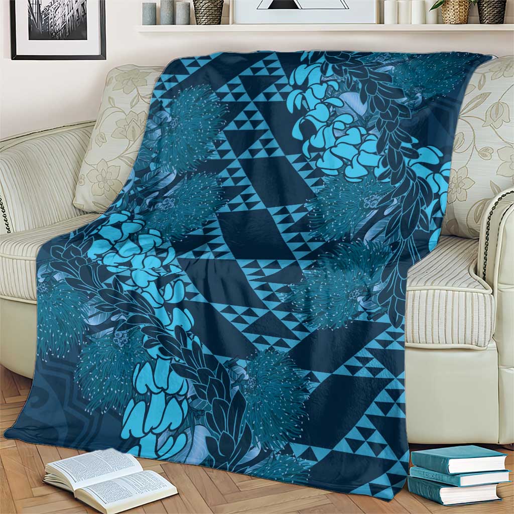 Naval Night Aloha Hawaii Blanket Hawaiian Kakau Ohia Lehua Lei - Polynesian Pride