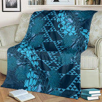 Naval Night Aloha Hawaii Blanket Hawaiian Kakau Ohia Lehua Lei - Polynesian Pride