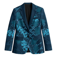 Naval Night Aloha Hawaii Blazer Hawaiian Kakau Ohia Lehua Lei LT14 Unisex Blue - Polynesian Pride