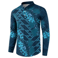 Naval Night Aloha Hawaii Button Sweatshirt Hawaiian Kakau Ohia Lehua Lei - Polynesian Pride