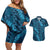 Naval Night Aloha Hawaii Couples Matching Off Shoulder Short Dress and Hawaiian Shirt Hawaiian Kakau Ohia Lehua Lei - Polynesian Pride