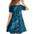 Naval Night Aloha Hawaii Family Matching Off Shoulder Short Dress and Hawaiian Shirt Hawaiian Kakau Ohia Lehua Lei - Polynesian Pride