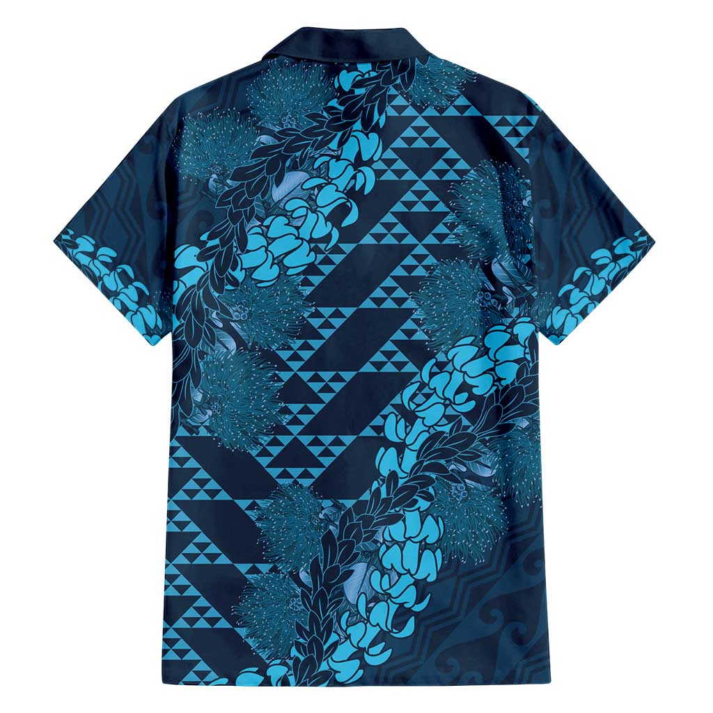 Naval Night Aloha Hawaii Family Matching Off Shoulder Short Dress and Hawaiian Shirt Hawaiian Kakau Ohia Lehua Lei - Polynesian Pride