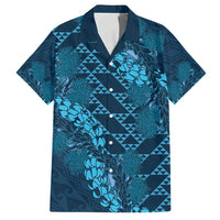 Naval Night Aloha Hawaii Family Matching Tank Maxi Dress and Hawaiian Shirt Hawaiian Kakau Ohia Lehua Lei - Polynesian Pride