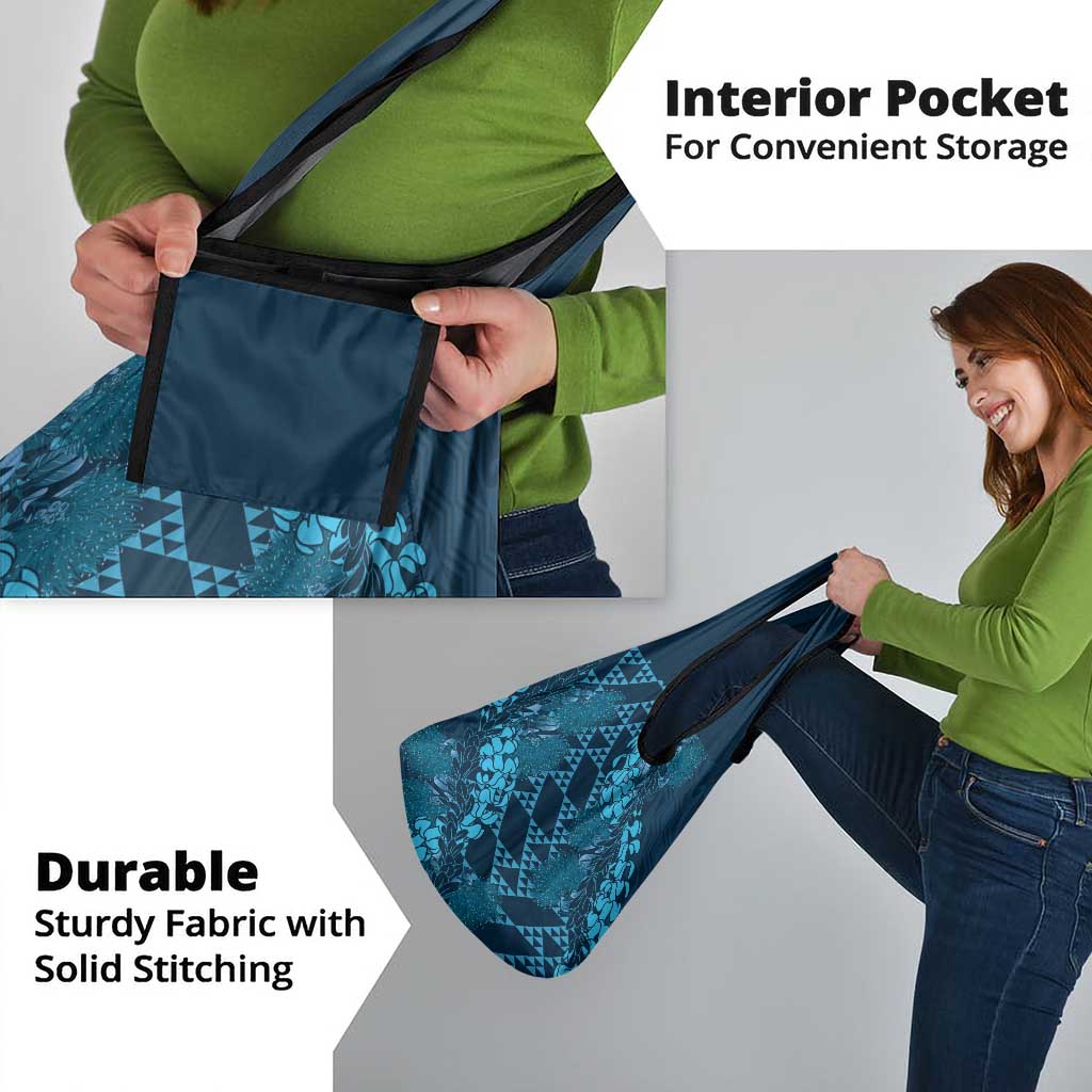 Naval Night Aloha Hawaii Grocery Bag Hawaiian Kakau Ohia Lehua Lei - Polynesian Pride